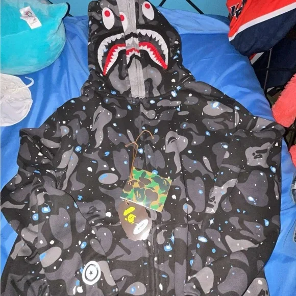 Black and Gray reversible bape hoodie Jackets & Coats